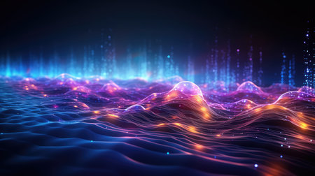 Futuristic technology wave background.の素材