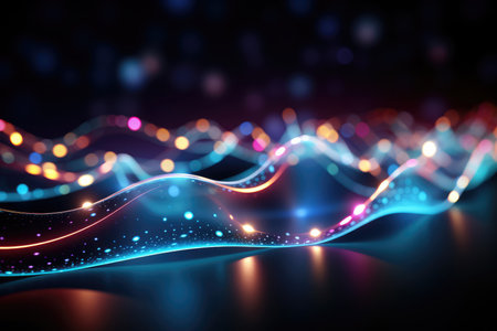 Abstract light painting background. Futuristic wave. illustration.の素材