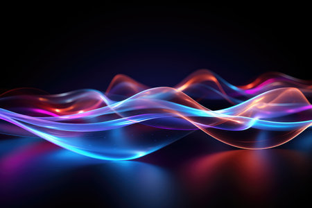 Abstract light painting background. Futuristic wave. illustration.の素材