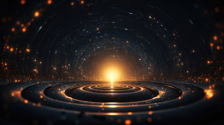 abstract technology concept background. Futuristic shape with glowing particlesの素材