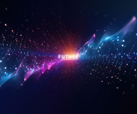 Abstract technology background with glowing particles. illustration for your design.の素材