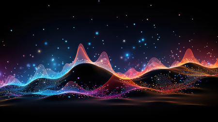 Abstract background with dynamic waves. illustration art. Futuristic technology style.の素材