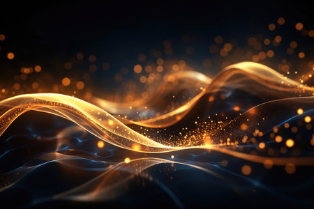 Abstract gold background with bokeh defocused lights.の素材