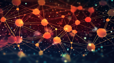 Abstract technology background with connection lines and dots.の素材
