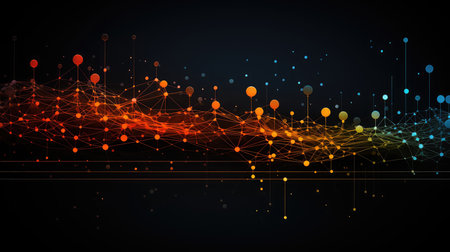 Abstract technology background with glowing particles. illustration for your design.の素材