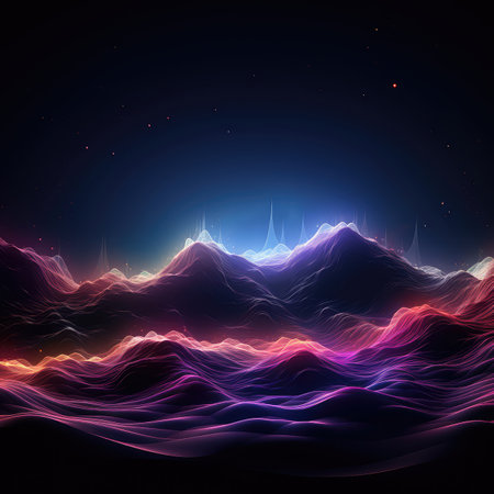abstract background with smooth wavy lines in orange and black colorsの素材