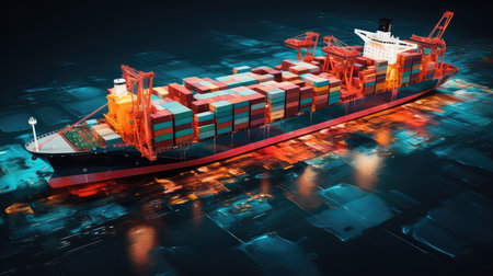 Container ship with cargo containers. Logistics and transportation concept.の素材