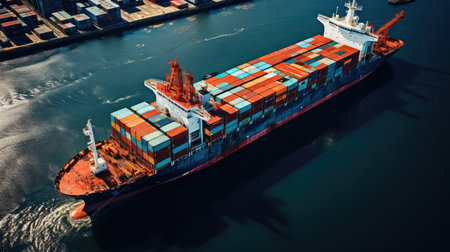 Container ship with cargo containers. Logistics and transportation concept.の素材