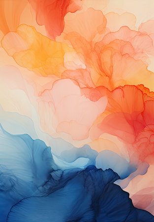 abstract background with watercolor in orange, blue and yellow colorsの素材