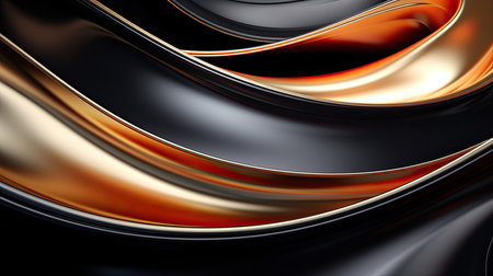 abstract gold and black background with smooth lines.の素材