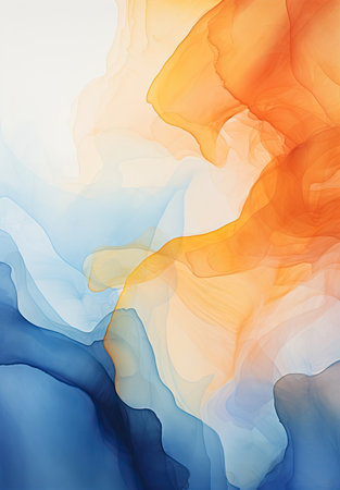 abstract background with watercolor in orange, blue and yellow colorsの素材