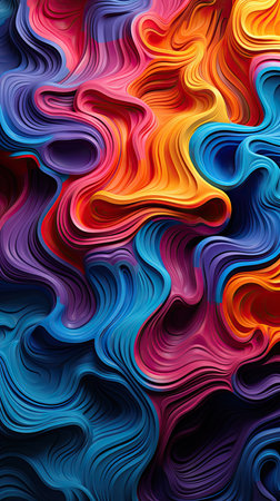 abstract colorful wavy background with glowing lines.の素材