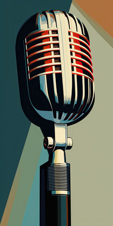 Retro microphone on a blue background. Vector illustration. Eps 10の素材