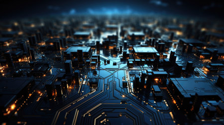 Close-up of electronic circuit board. Technology and science background.の素材