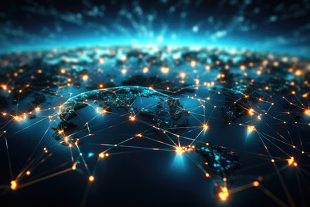 Global network connection over planet Earth.の素材