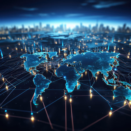 Globe and city at night. Globalization concept.の素材