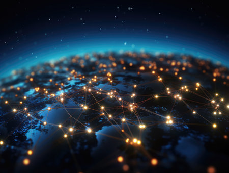 Global network connection over planet Earth.の素材