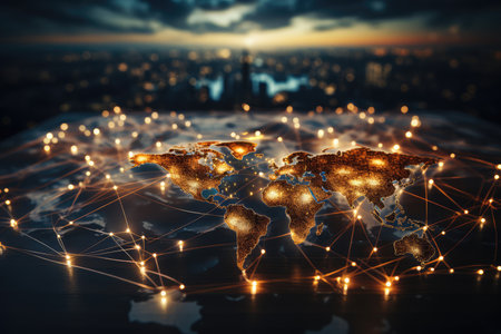 Globe and city at night. Globalization concept.の素材
