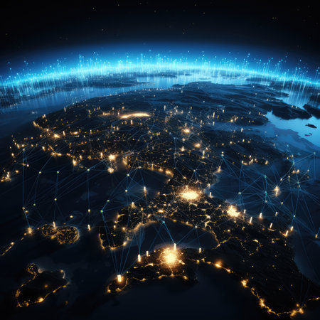 Global network connection over planet Earth.の素材