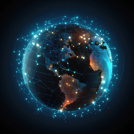 Global network connection concept. 3D illustration of the planet Earth.の素材