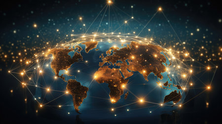 Globe and city at night. Globalization concept.の素材