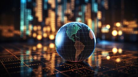 Globe and binary code. Technology concept. 3Dの素材