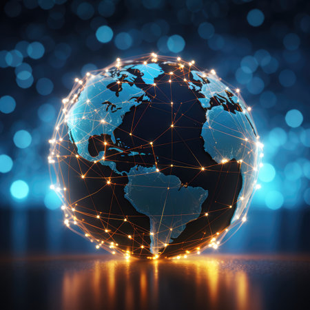Global network connection concept. 3D illustration of the planet Earth.の素材