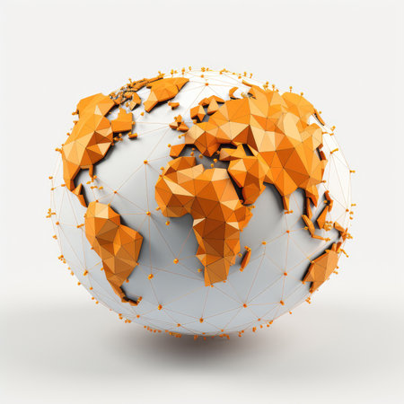 Globe with golden world map. Global business concept. 3D.の素材