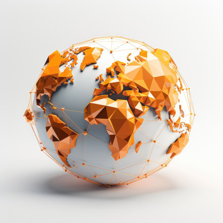 Globe with golden world map. Global business concept. 3D.の素材