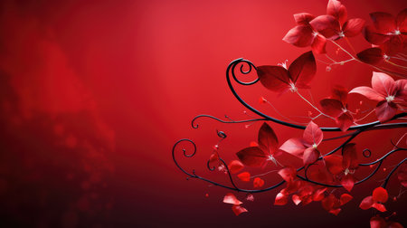 Beautiful red flower background with space for text. Floral designの素材
