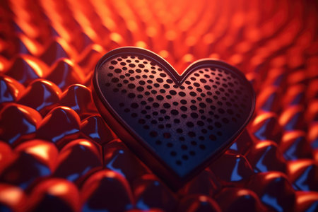 Heart shaped object on a background of blue and red light. Valentine's Day.の素材