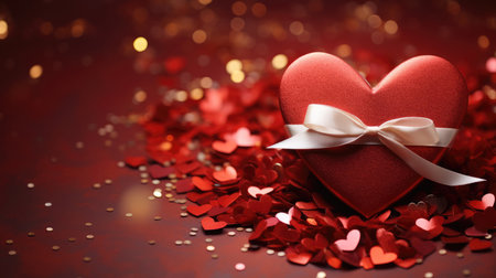 valentine's day concept - red heart and heart paper.の素材