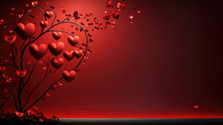 Valentine's day background with red hearts.の素材