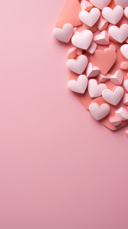 Valentine's Day background with pink and white hearts on pink backgroundの素材