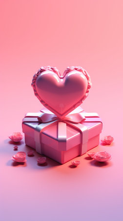 Valentine's Day background with gift boxes and heartsの素材
