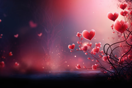 Valentine's day background with hearts and lights.の素材
