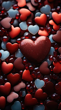 Valentine's day background with red hearts. illustration art.の素材