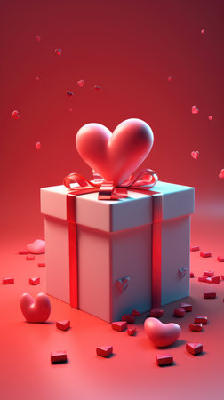 Valentine's day background with gift boxes and hearts. 3d style.の素材