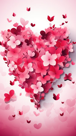 Valentines day background with paper hearts and place for your textの素材