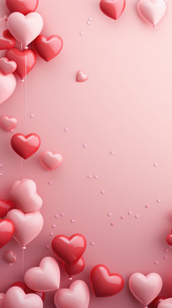 Valentine's day background with red and pink heartsの素材
