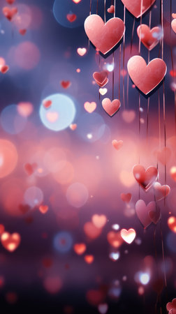 Valentine's day background with red hearts.の素材