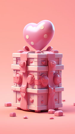 Valentine's Day background with roses, gift boxes and heartsの素材