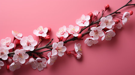 cherry blossom on white background with copy space for your textの素材