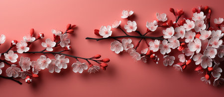 cherry blossom on white background with copy space for your textの素材
