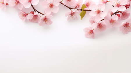 cherry blossom on white background with copy space for your textの素材