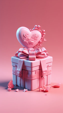 Valentine's Day background with roses, gift boxes and heartsの素材