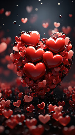 Valentine's day background with red hearts.の素材