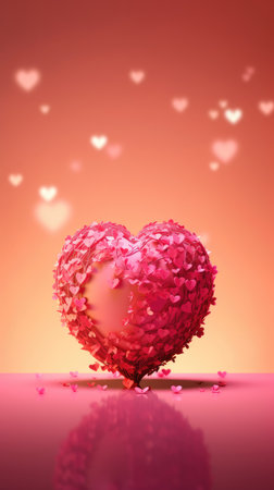 Valentine's day background with heart. 3D illustration.の素材