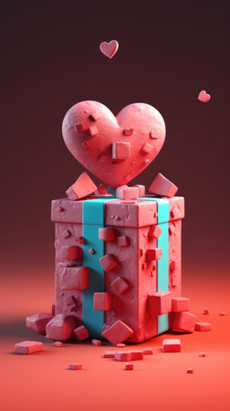 Valentine's day background with gift boxes and hearts. 3d style.の素材