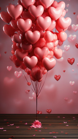 Valentine's day background with heart shaped balloons.の素材